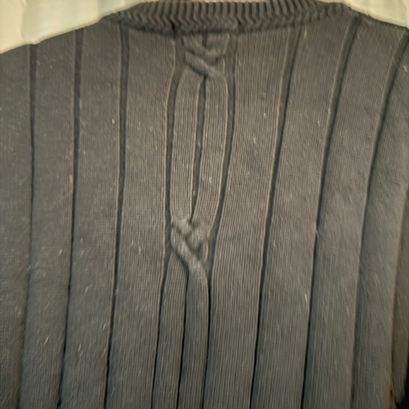 Vintage Nautica Cable Knit Sweater L Black 100% Cotton 90s Logo Crewneck - Picture 7 of 13